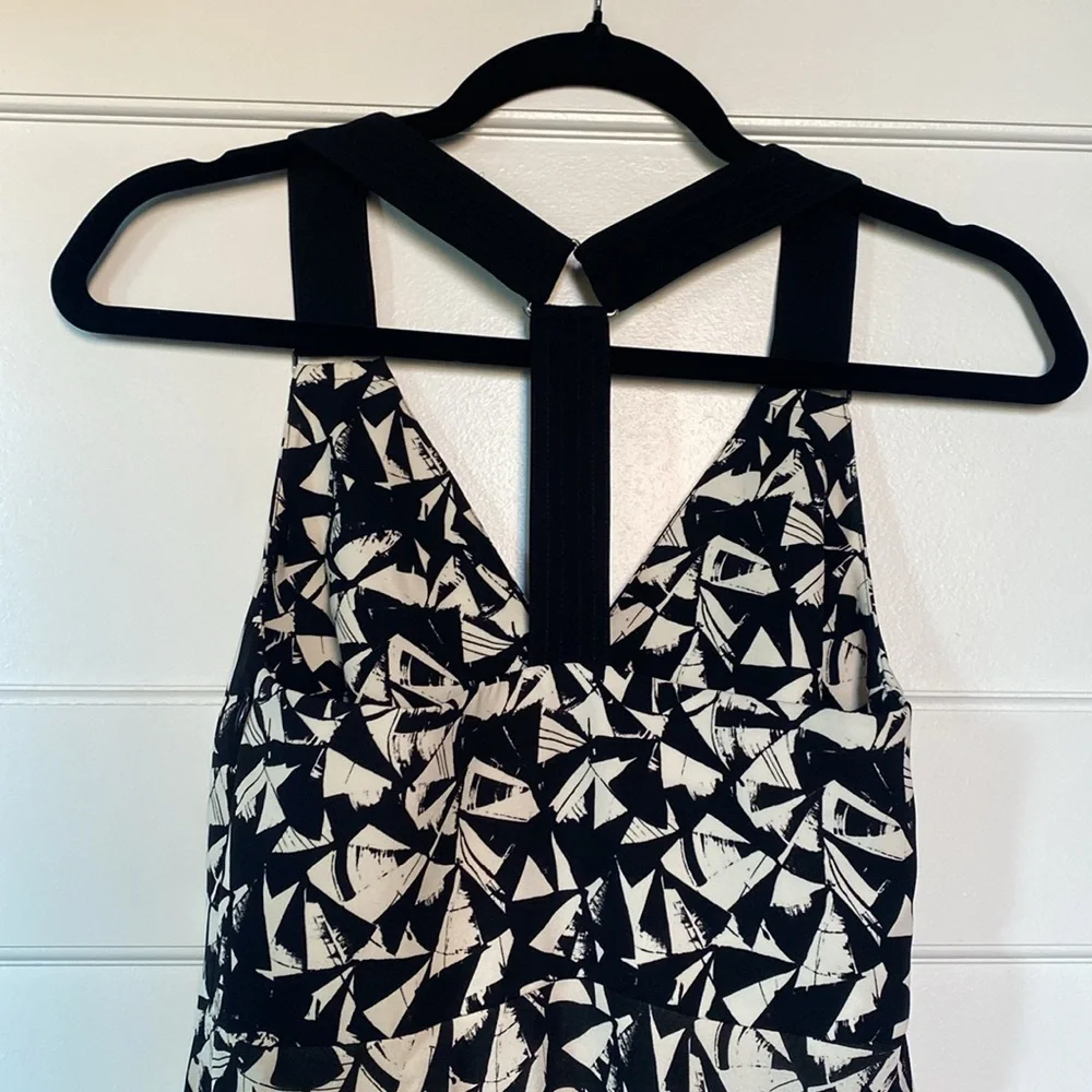 A.L.C. Patti Black and White Floral Silk V-Neck Sleeveless Maxi Dress